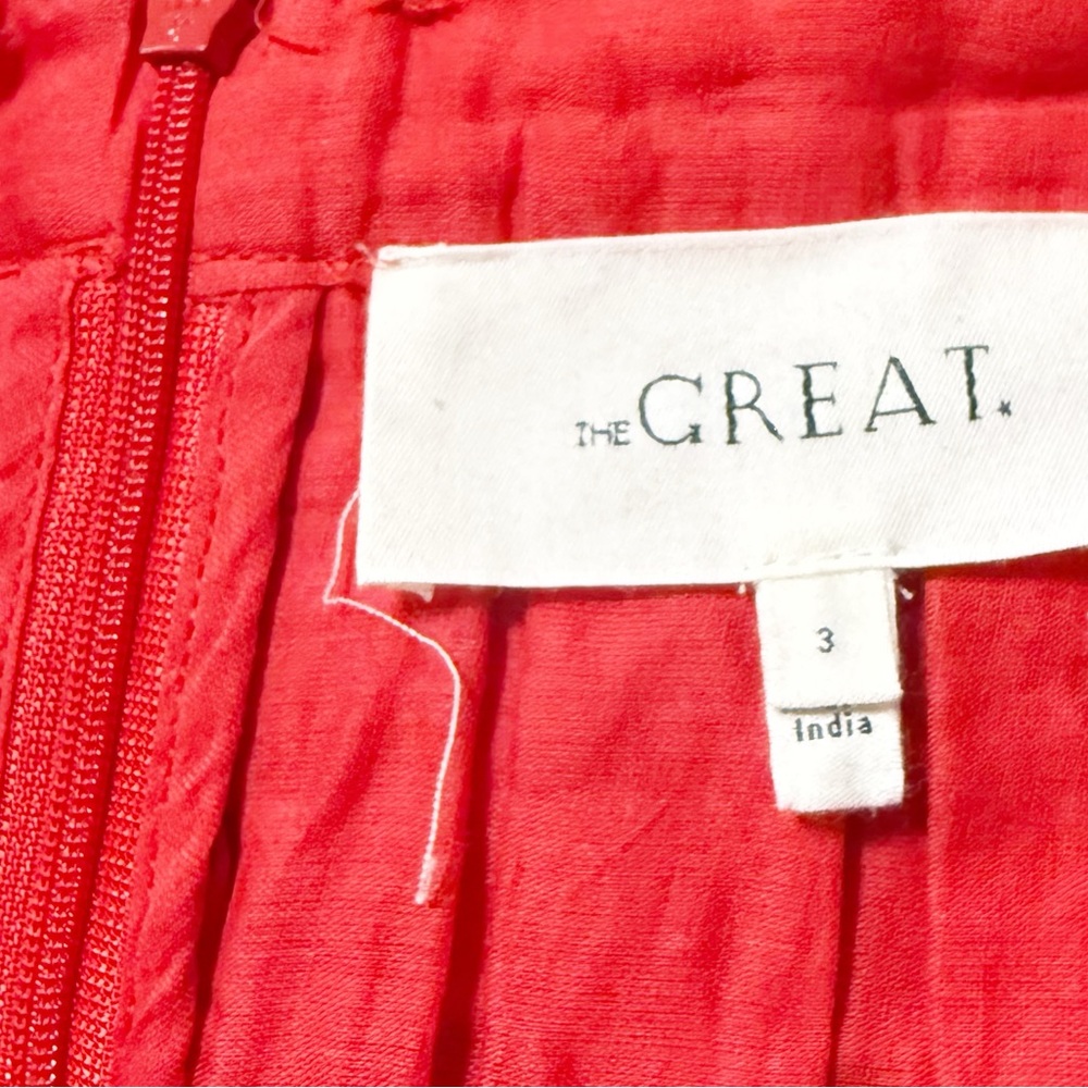 The Great The Rhythm Eyelet Cotton Midi Skirt in Red Rose size large $295 msrp - Picture 12 of 12